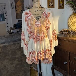 Free People High Low Blouse Wide Sleeves